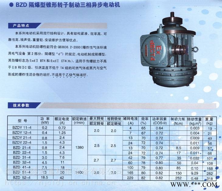 隔爆電機(jī)、防爆電機(jī)、BZD 32-4 4.5KW、錐形轉(zhuǎn)子三相異步電動機(jī) 、 南起電機(jī)