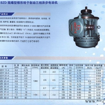 隔爆電機、防爆電機、BZD 32-4 4.5KW、錐形轉子三相異步電動機 、 南起電機