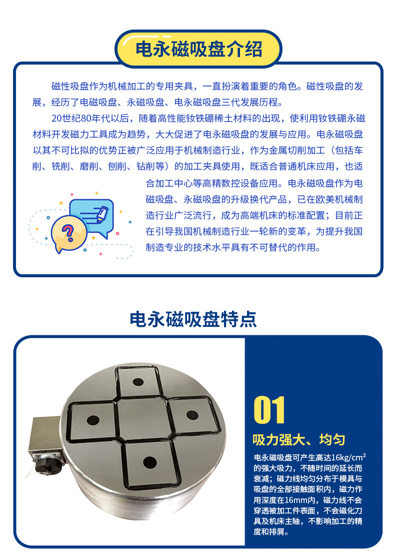 廠家直銷電永磁吸盤 磨床用永磁電控磁盤強(qiáng)力電永磁吸盤 定制款示例圖2